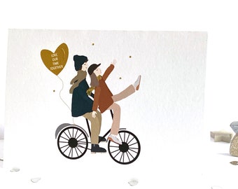 Funny Valentines Cards for her, him You and me card, Love cards, Anniversary cards, Fun Together, Happy Couple on Bike, Happy Together