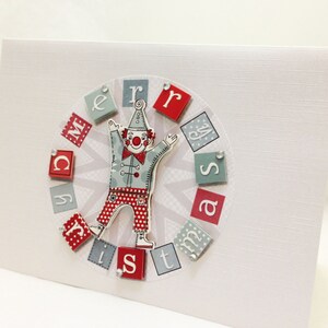 Carte de Noël Carte de Noël enfant Carte de Noël garçon Fille Carte de Noël Cadeau Carte de Noël Carte de Noël enfant CLOWN 3D, CIRQUE