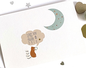 Love you to the moon and back Valentines Card,  Squirrel, Love Card for Boyfriend, Girlfriend, Wife, Husband, Anniversary Cute Card