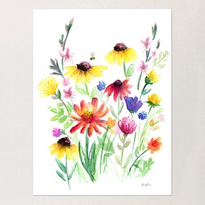 Watercolor Wildflowers Print / Floral illustration / Wild Flower Print / Summer Flowers / Botanical Print