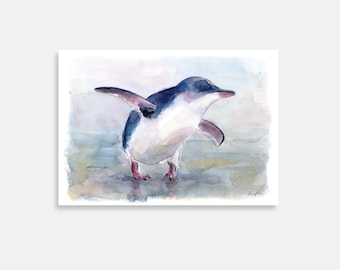 Little Blue Penguin Print: Kororā Watercolor Illustration
