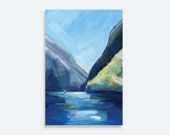 Impresión giclée de Milford Sound: Paisaje acrílico de Fiordland, Nueva Zelanda