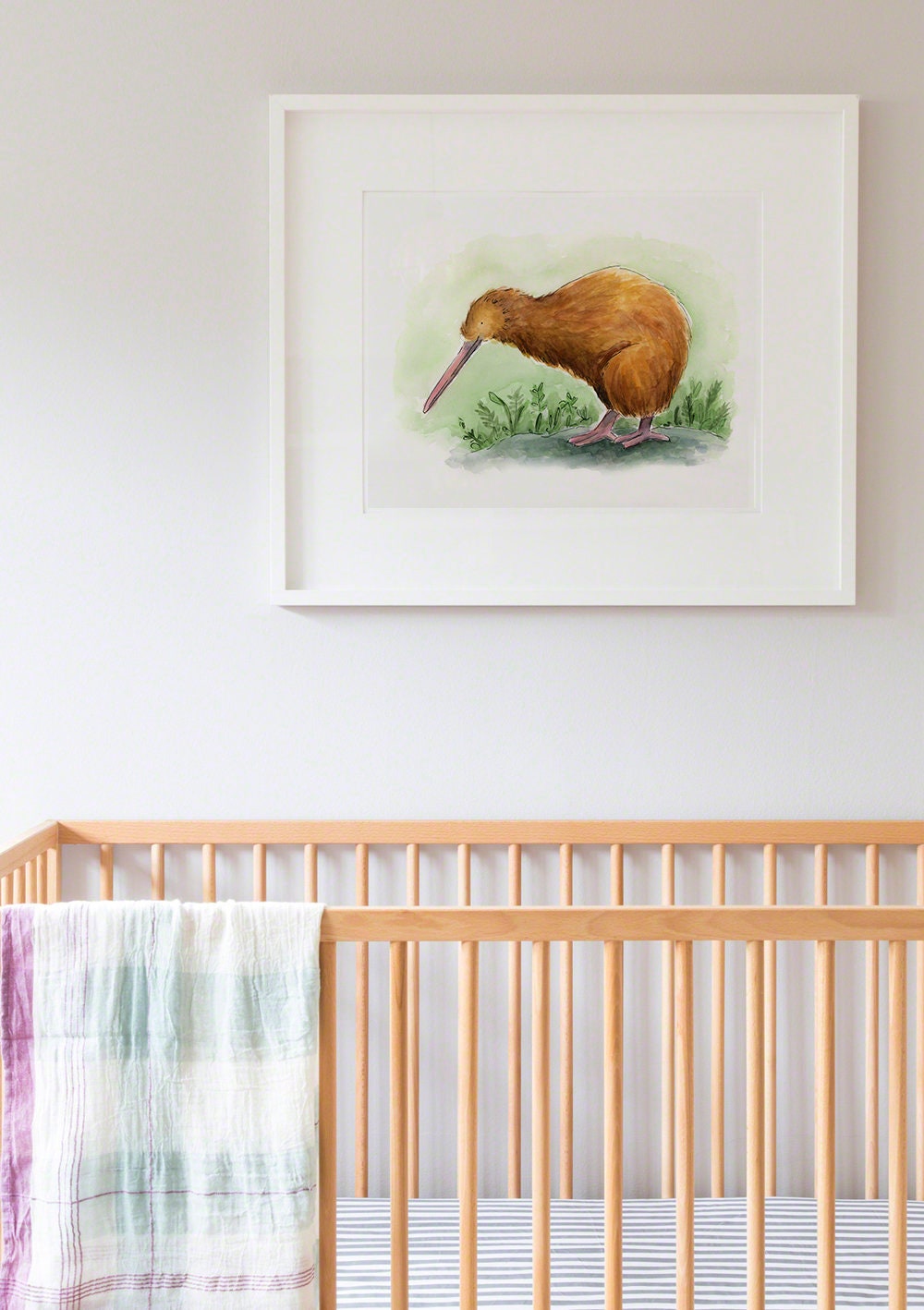 キウイ鳥のアートプリント：オリジナル水彩画、ニュージーランド