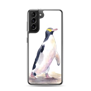 Yellow Eyed Penguin Phone Case | Watercolor Phone Case - S10 / S10+ / S10e / S20 / S20 Plus / S20 Ultra |  NZ art / New Zealand kiwi bird