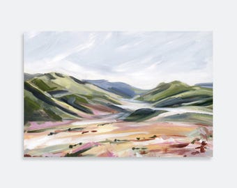 Impresión artística del paso de Lindis: paisaje montañoso de Nueva Zelanda, decoración de Otago