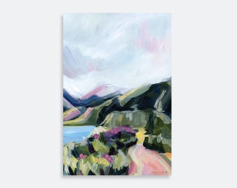 Gicléeprint Lake Hāwea: berglandschapskunst Nieuw-Zeeland