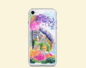 iPhone-hoesje aquarel Amalfikust: geïllustreerde positaanse kunst