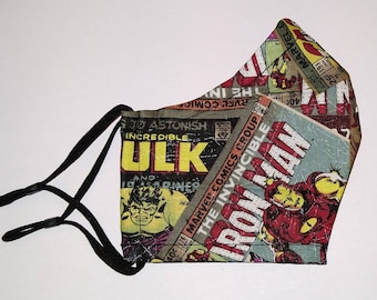Superhero (Adult & Children's sizes) Face Mask - Adjustable Elastic