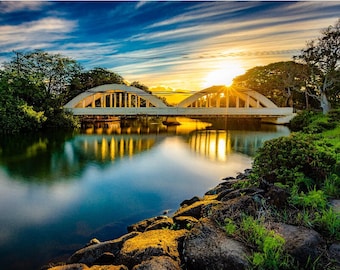 Beautiful Hawaiian Sunrise Fine Art Print titled "SunBows" on 5"x7", 8"x10", or 11"x14" White or Black Mat