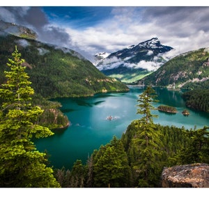 Aluminum Metal Canvas Photo Print of Diablo Lake in North Cascades, National Park in Washington Wall Art