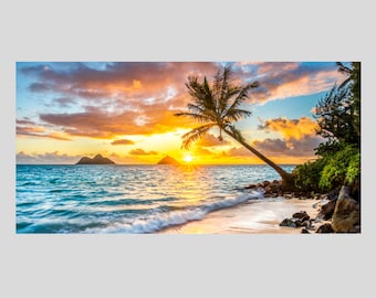 Panorama Aluminum Fine Art print of an unreal sunrise at Lanikai Beach in Hawaii titled "Ka'ohai"