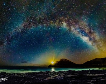 Beautiful Hawaiian Milky Way Fine Art Print titled "Beacon" printed on Aluminum Metal or Canvas