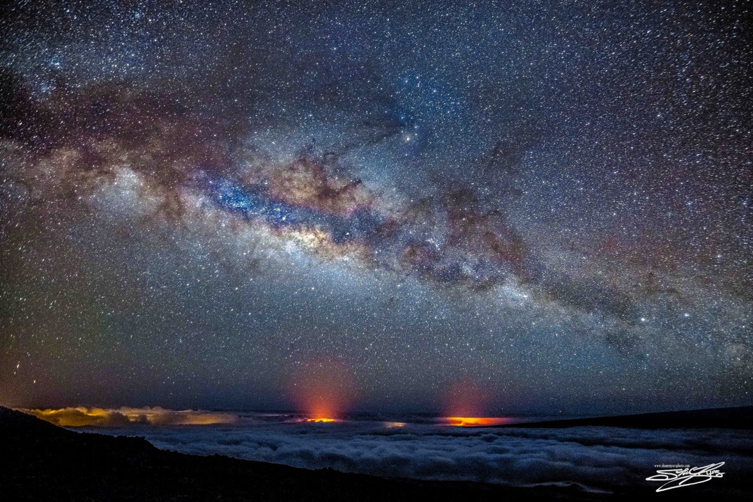 Aluminum/canvas Fine Art Print of the Milky Way Above Mauna Kea Looking ...