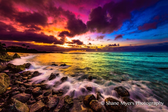 Aluminum Canvas Fine Art Print Of Beautiful Hawaiian Sunset Etsy
