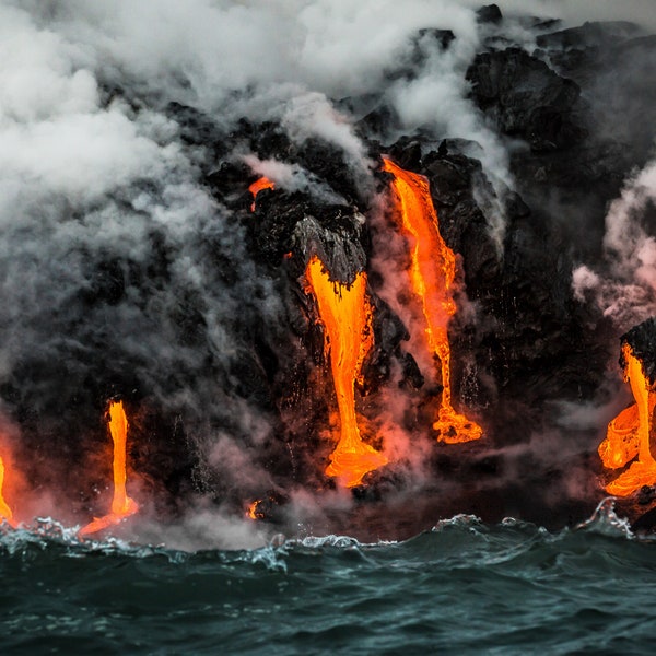 Scenic Lava Ocean Entry Hawaii Fine Art Print titled "Fever Bench" on 5"x7", 8"x10", or 11"x14" White or Black Mat