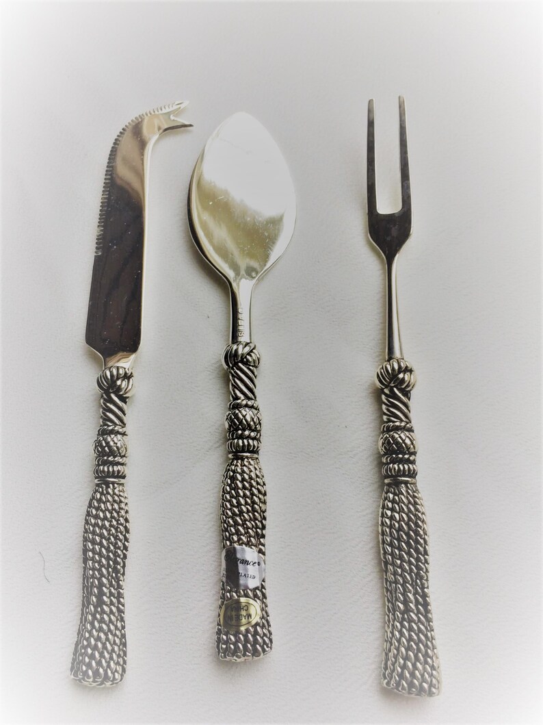 SILEA Tassel Pattern cheese flatware set of fork knife and Etsy