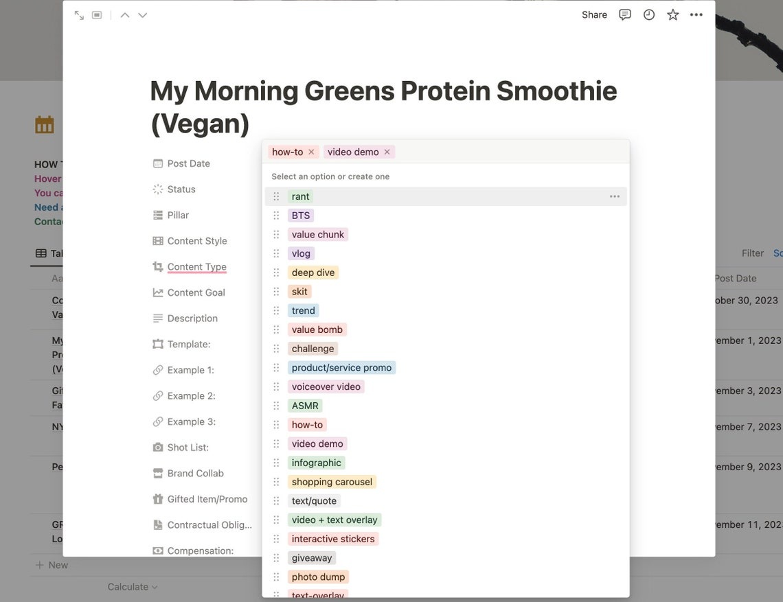 Notion Template — Digital Social Media Content Calendar & Planner ...