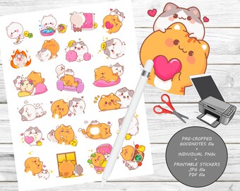 CUTE CATS/Digital Planner Stickers for Goodnotes/ iPad Stickers/Precropped Stickers/Printable Stickers/Bullet Journal