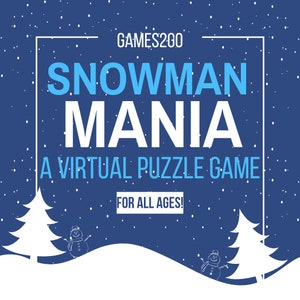 Snowman Mania Virtuellt Escape Room-spel | Familjevänlig online-spelkväll | Enskild eller i grupp | Zoom Microsoft Teams-spel | InstantAccess