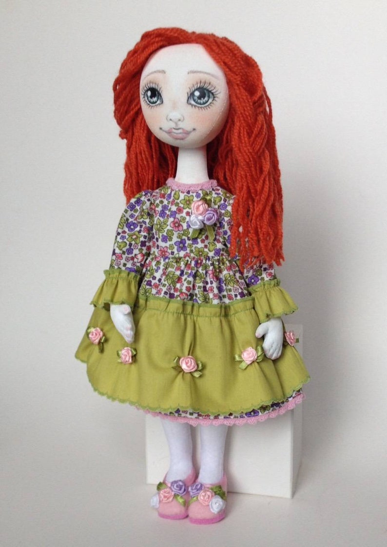Cloth Doll Katarina Handmade Dolltextile Decor Etsy