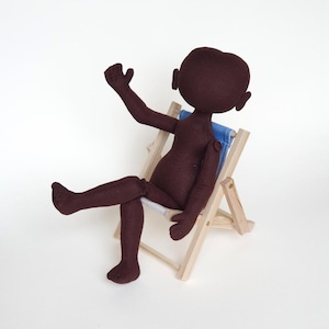 Poseable African-American blank doll bodies- textile doll 11inch 28cm Dark skin doll crafting supplies customizable doll form