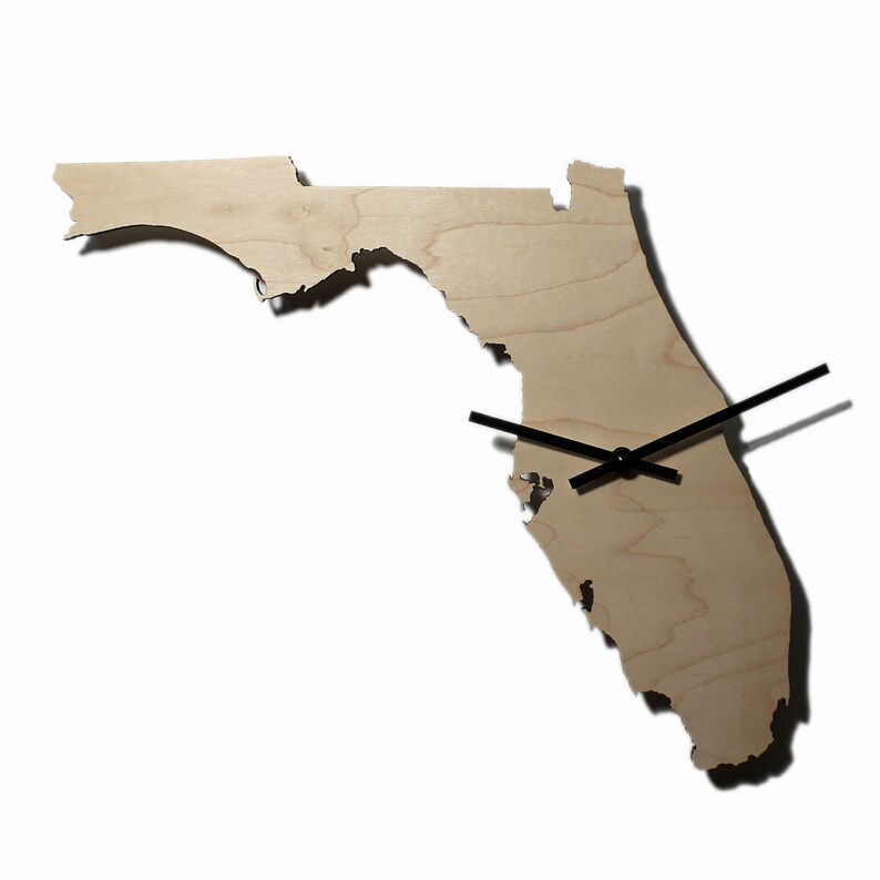 Florida State Map Wall Clock Florida Map Clock Black Wall Etsy