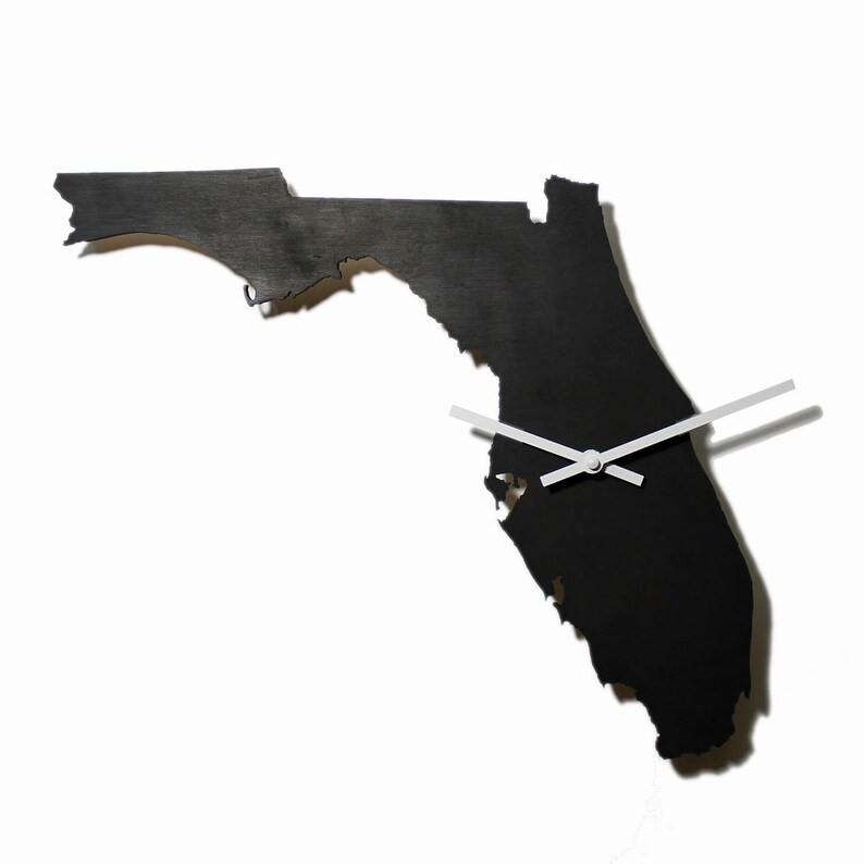 Florida State Map Wall Clock Florida Map Clock Black Wall Etsy