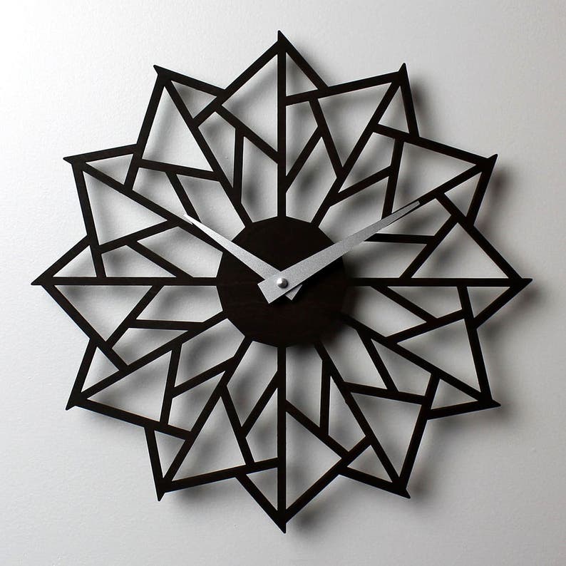 12 Pinwheel Clock Geometric Wall Clock Modern Wall Clock Etsy