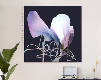 Icelandic Lavender Abstract Fine Art Print, Contemporary Oversized Flowering Plant Canvas, Home, Office Decor, UK