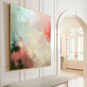Zen Rose Fine Art Print, Ecru Abstract,  Pastel Blush Cream Livingroom Decor, Wall Art UK
