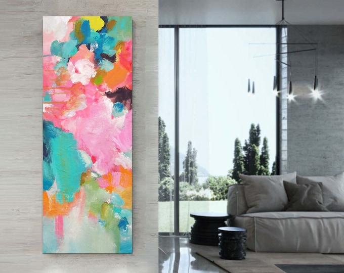 Suffolk Pink Abstract Fine Art Print, Long Narrow Wall Art