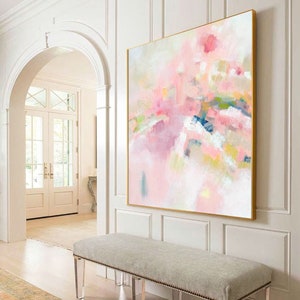 Pink Heather & Sage Abstract Art Print, Contemporary Muted Neutral Colours, Grey Wall Art, UK, British Art