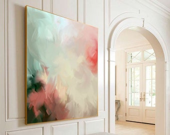 Zen Rose Fine Art Print, Ecru Abstract,  Pastel Blush Cream Livingroom Decor, Wall Art UK