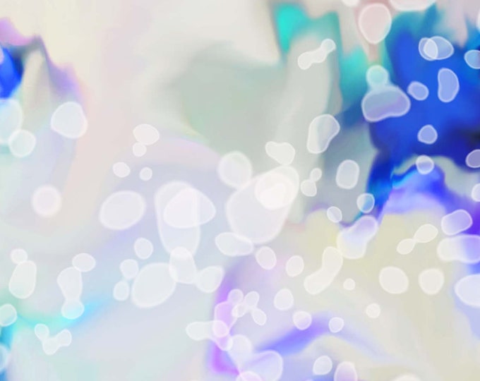 Featured listing image: Blue Snowdrops Fine Art Print, Light Grey Abstract Canvas, Teal Home Decor, Soft Teal, White Petals, UK