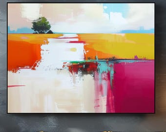 Burgundy Wine Art Print: Abstract Plum Tree, Large Pink Wall Art