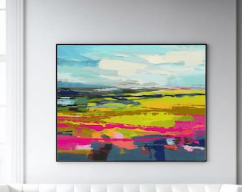Lime Beach Abstract Fine Art Print, Bright Contemporary Modern Decor, Pink and Green Print, UK artist