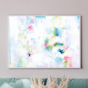 Forget Me Not Art Print: Abstract White Giclée, Pastel Decor