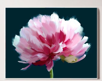 Pink Peony Abstract Art Print, Interior Design,  English Bloom, Large Flower Canvas Wall Art, UK Artist