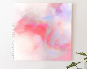 Coral Clouds Abstract Art Print, Contemporary Modern art, Pastel Interior Design, Pale Pink Decor, UK artist