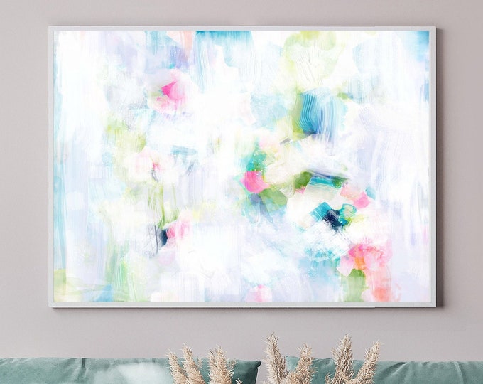 Forget Me Not Art Print: Abstract White Giclée, Pastel Decor