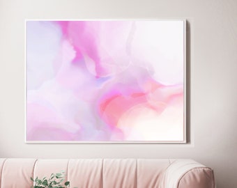 Pink Kinetica Abstract Fine Art Print, Soft White Pastel Interior design, Neutral Grey Aesthetic, UK artist