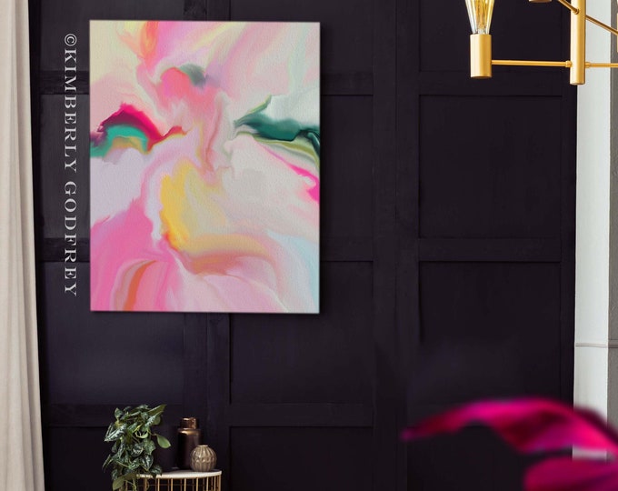 Featured listing image: Blush Lily Art Print, Large Abstract Floral Canvas, Modern Interior Design, Soft Pink Aesthetic Home Decor