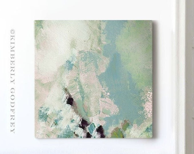 Sea Foam Green Abstract Art Print: Gold Leaf Giclée Wall Decor