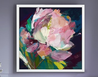 Muted Rose Abstract Fine Art Paper Print, 24x24 inches Neutral Pink Decor