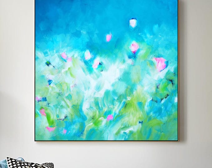Windermere Sky Abstract Art Print: Teal Green Giclée Canvas, UK Artist