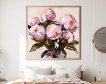 Pale Blush Roses Abstract Print:  Pastel Pink Floral Wall Art
