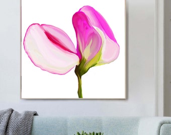 Pink Lucidity Fine Art Print, Abstract Floral, Modern Pink Flower, large Contemporary Canvas Wall Art, UK artist