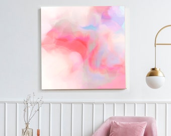 Coral Clouds Abstract Art Print, Contemporary Modern art, Pastel Interior Design, Pale Pink Decor, UK artist