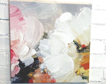 Sale Pastel Orange Abstract Print, 16x16" Ready to Hang Canvas, Livingroom Art