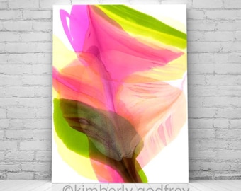 Pink Abstract Fine Art Print, Light Interior, Floral Pastel Blush, Coral Petals, Large Flower Wall Art, UK artist